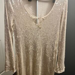 Wild Fable Sequin Mini Dress in Cream